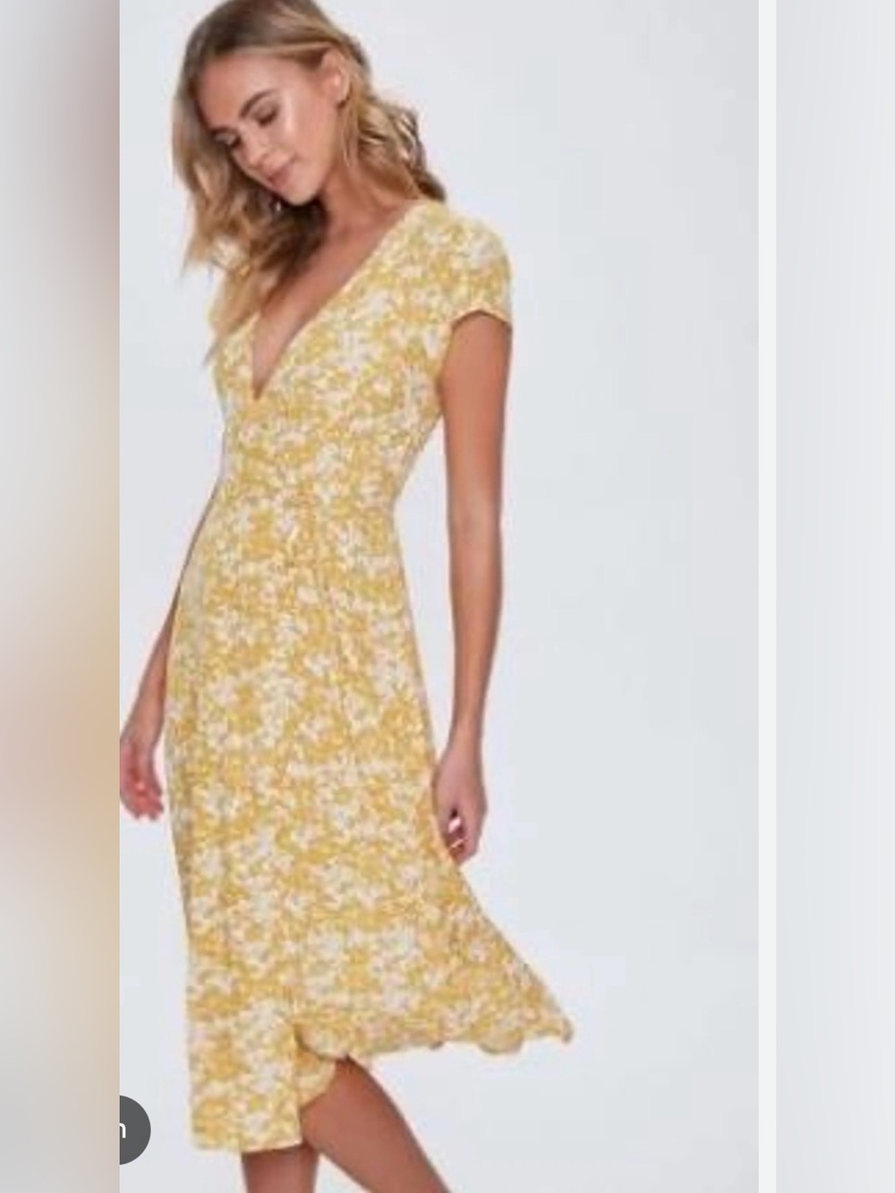 Yellow Floral V-Neck Women’s Dress